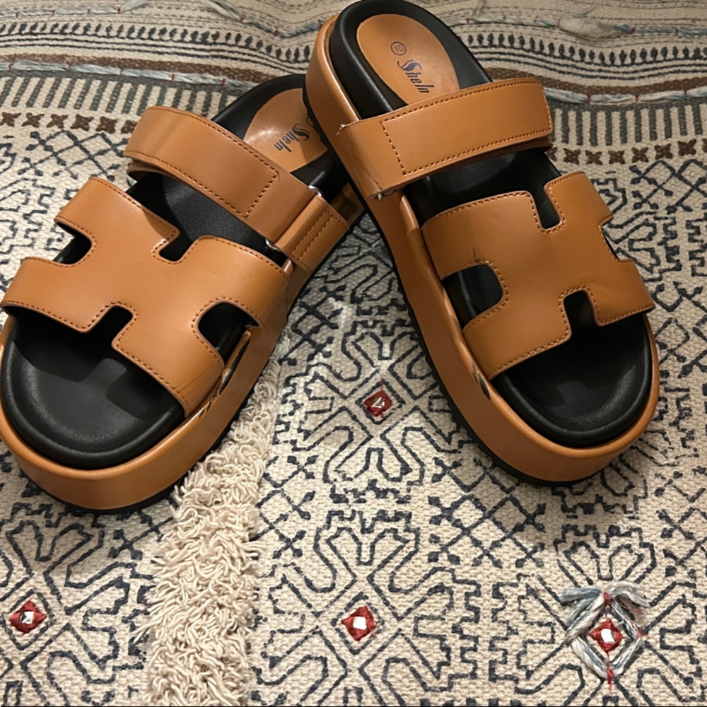 SHEIN Tan and Black Sandals